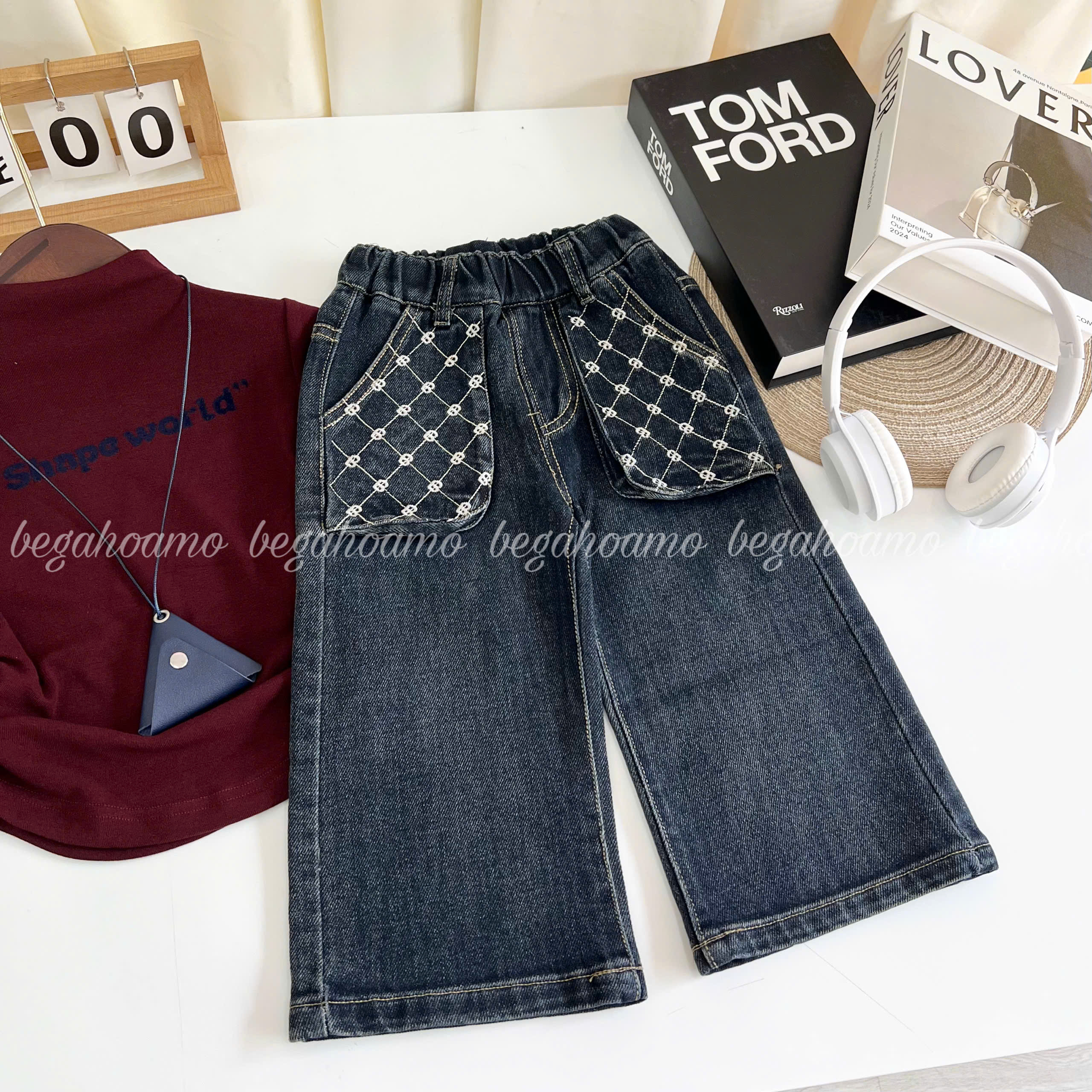 Quần suông thêu túi BB